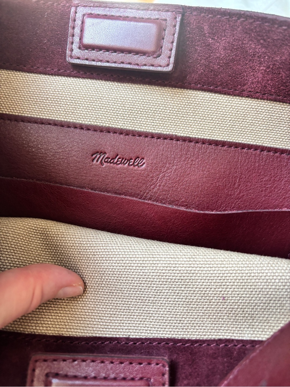 Suede Bucket Shoulder Bag in Burgundy - Picture 9 of 9